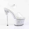Pleaser - SKY308RSI Sandale à bride à la cheville, Pole dance chaussures - Transparent/Couleur argent Product image